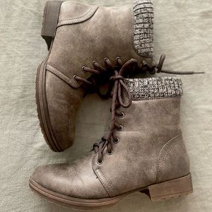 JustFab Dark grey boots- like new. Size 7